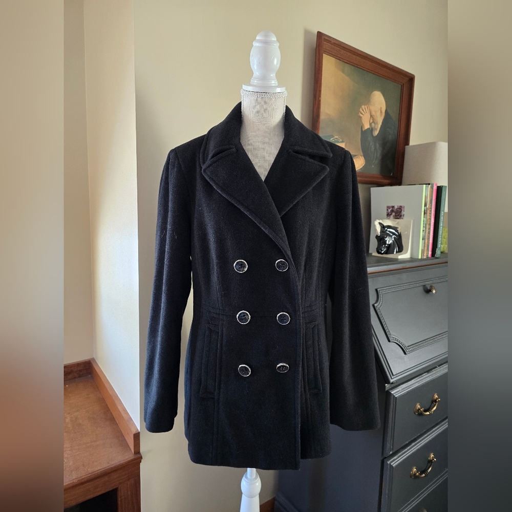Calvin Klein Womens Wool Nylon Cashmere Blend Coat Size 10